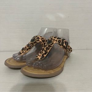 BLOWFISH Malibu Leopard Animal Print Patent Heel Sandals